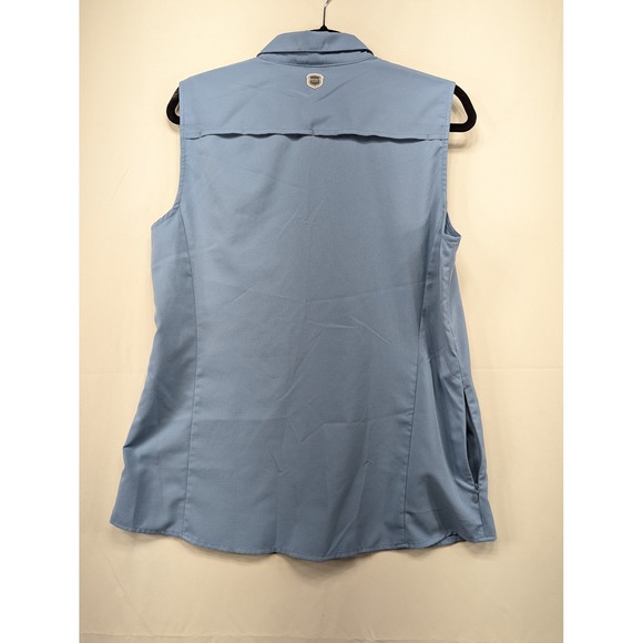 Eddie Bauer Womens Sleeveless Shirt Button Front Top Blue Size L - Picture 2 of 6